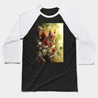 Adorable Watercolor Squirrel - Perfect Wall Art for Nature Lovers Baseball T-Shirt